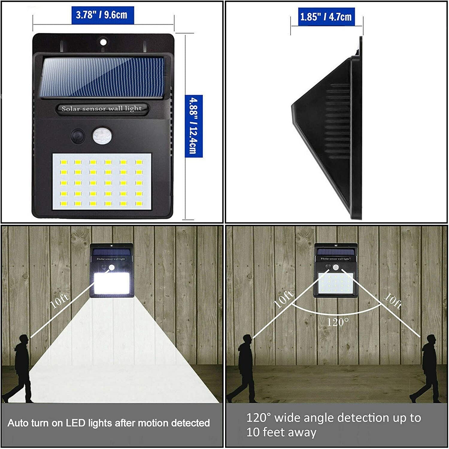 10 x 30LED Solar Power PIR Motion Sensor Security Light Outdoor Garden Light Wall Lam