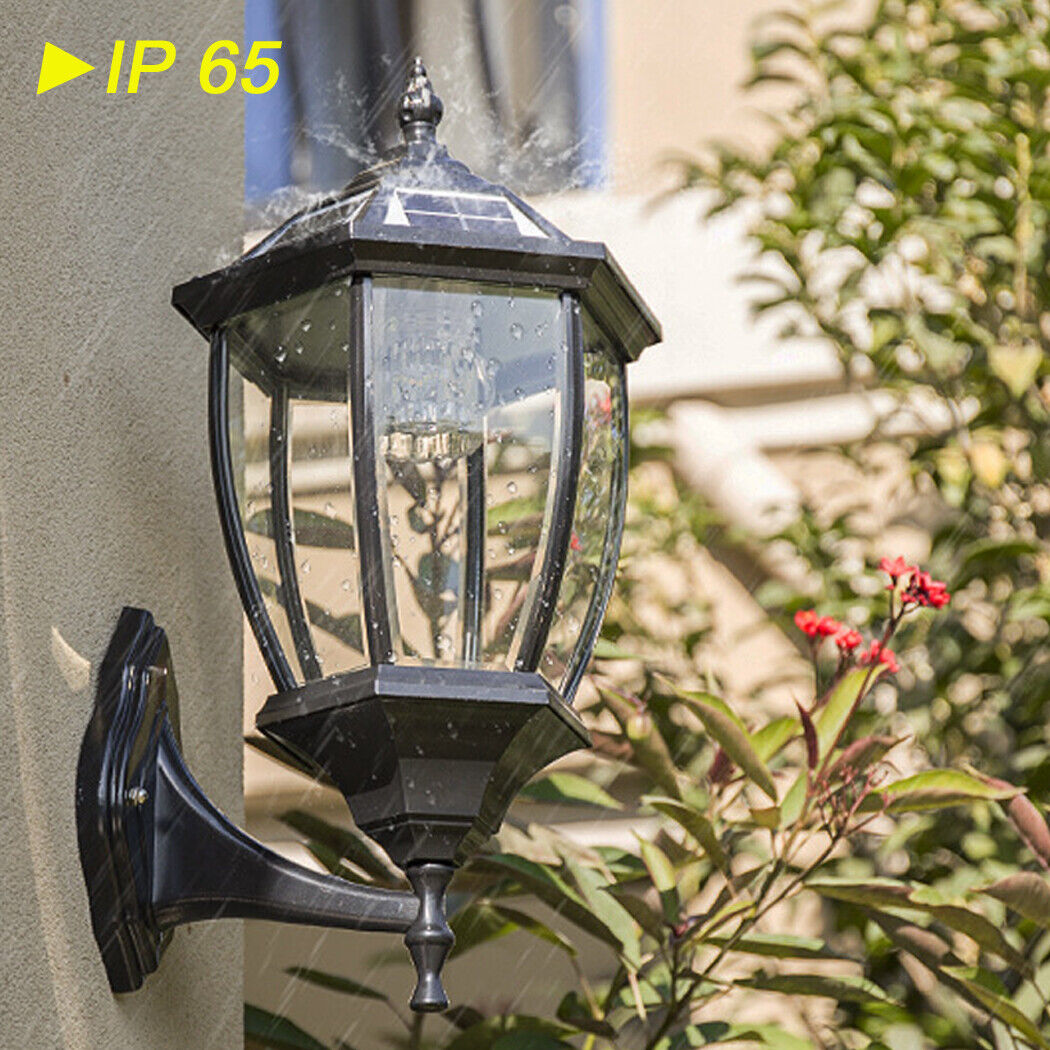 Solar Wall Light Hexagonal Solar Wall Lamp Clear Glass Gate Outdoor Front Door