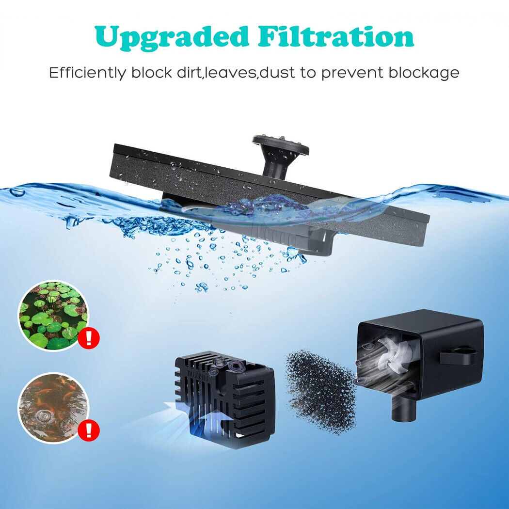 Floating Solar fountain Watering Submersible Pump Pond Pool Garden Aquari