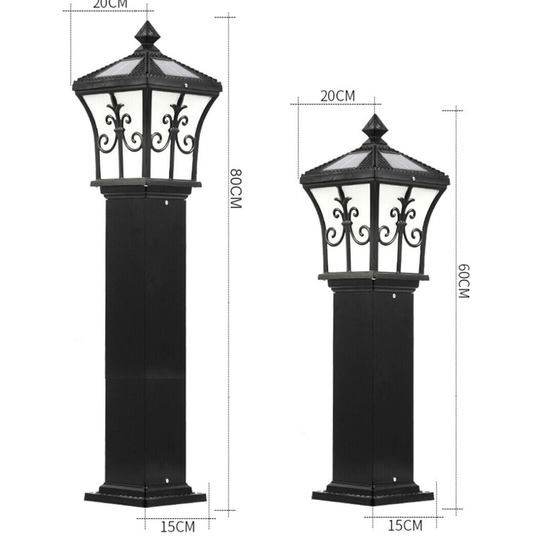 Solar Pillar Lights Outdoor – Vintage Walkway Post Lights for Garden, Yard, Landscape – Waterproof Auto-On LED Lamp