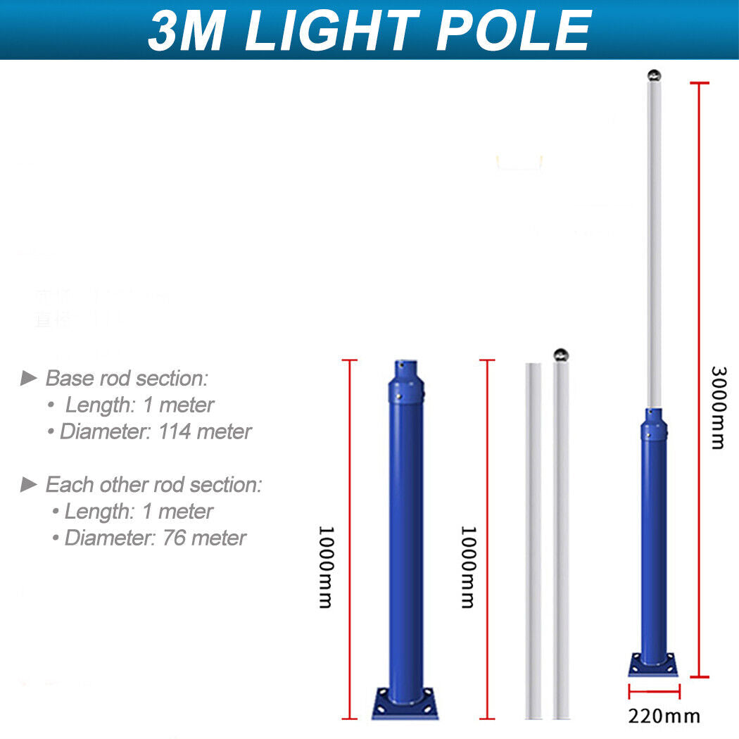 Galvanized Steel Solar Light Pole – Split Assembly Design 3m 4m 5m