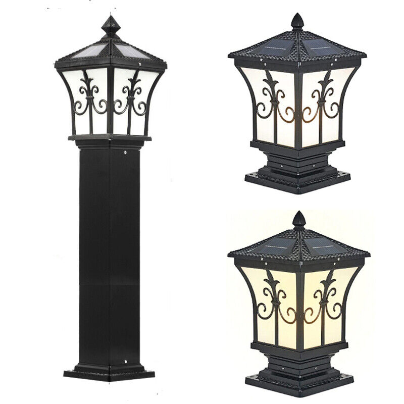 Solar Pillar Lights Outdoor – Vintage Walkway Post Lights for Garden, Yard, Landscape – Waterproof Auto-On LED Lamp
