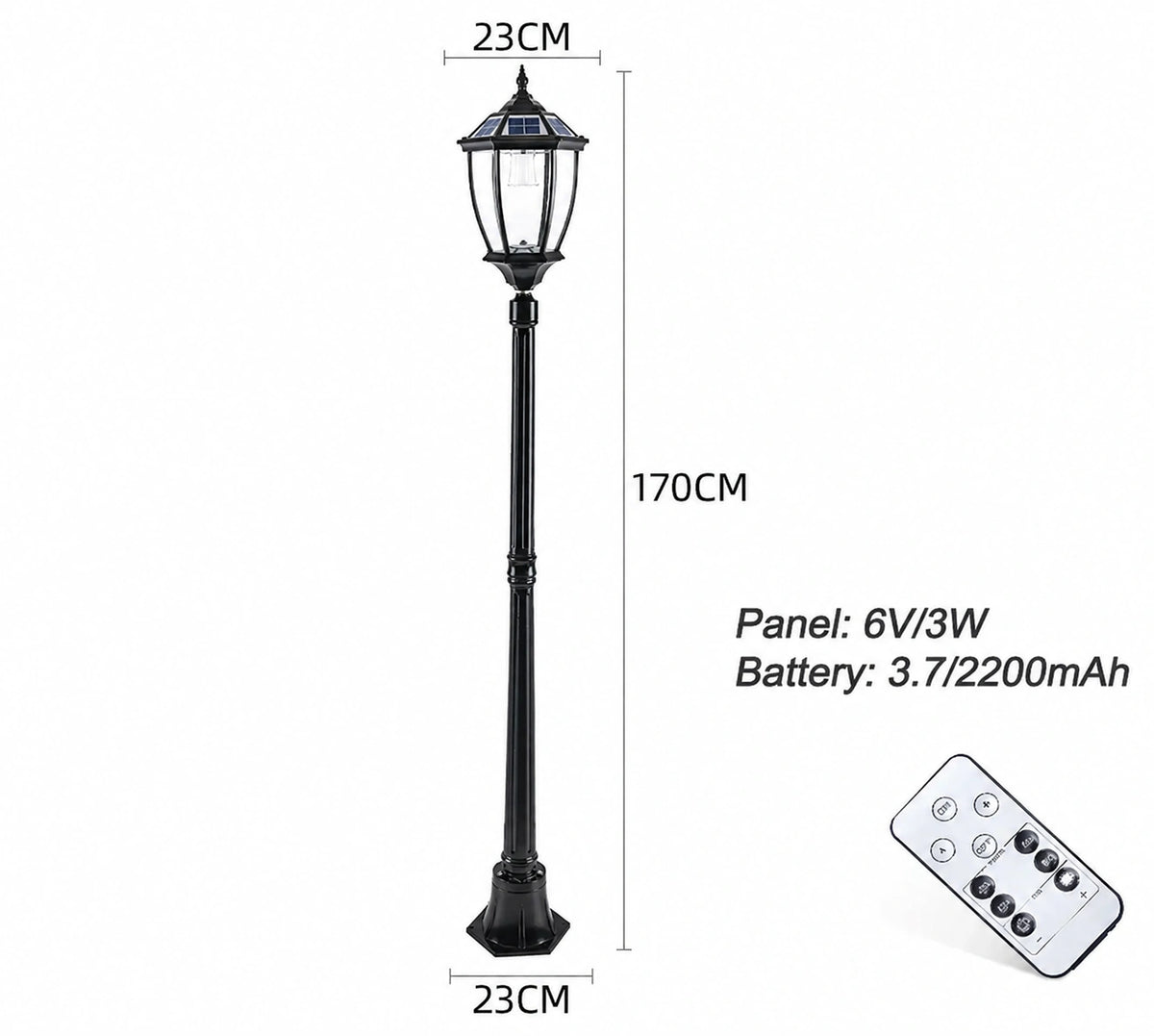 Victorian Solar Post Light – Black Aluminium Solar Lamp Post