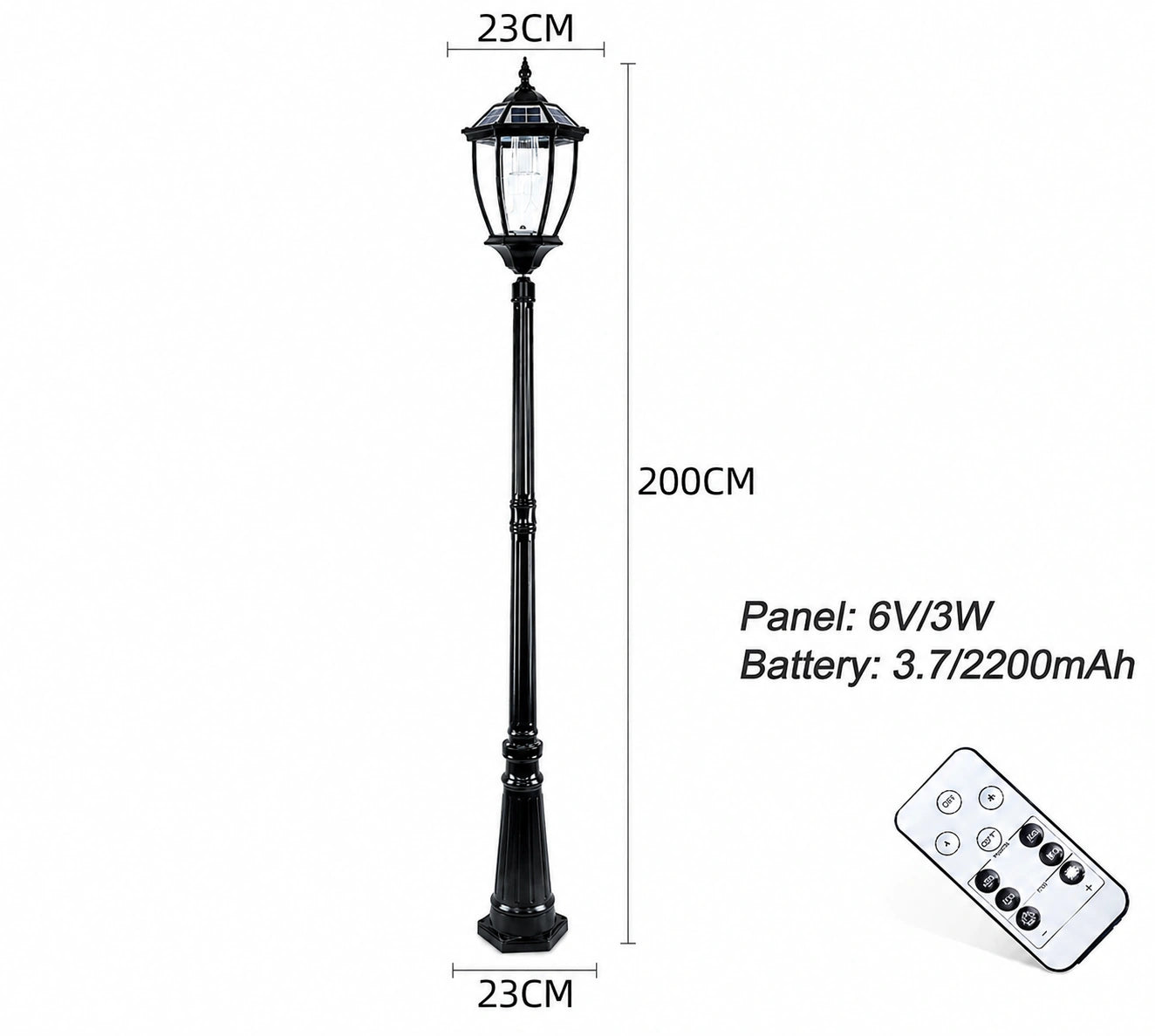 Victorian Solar Post Light – Black Aluminium Solar Lamp Post