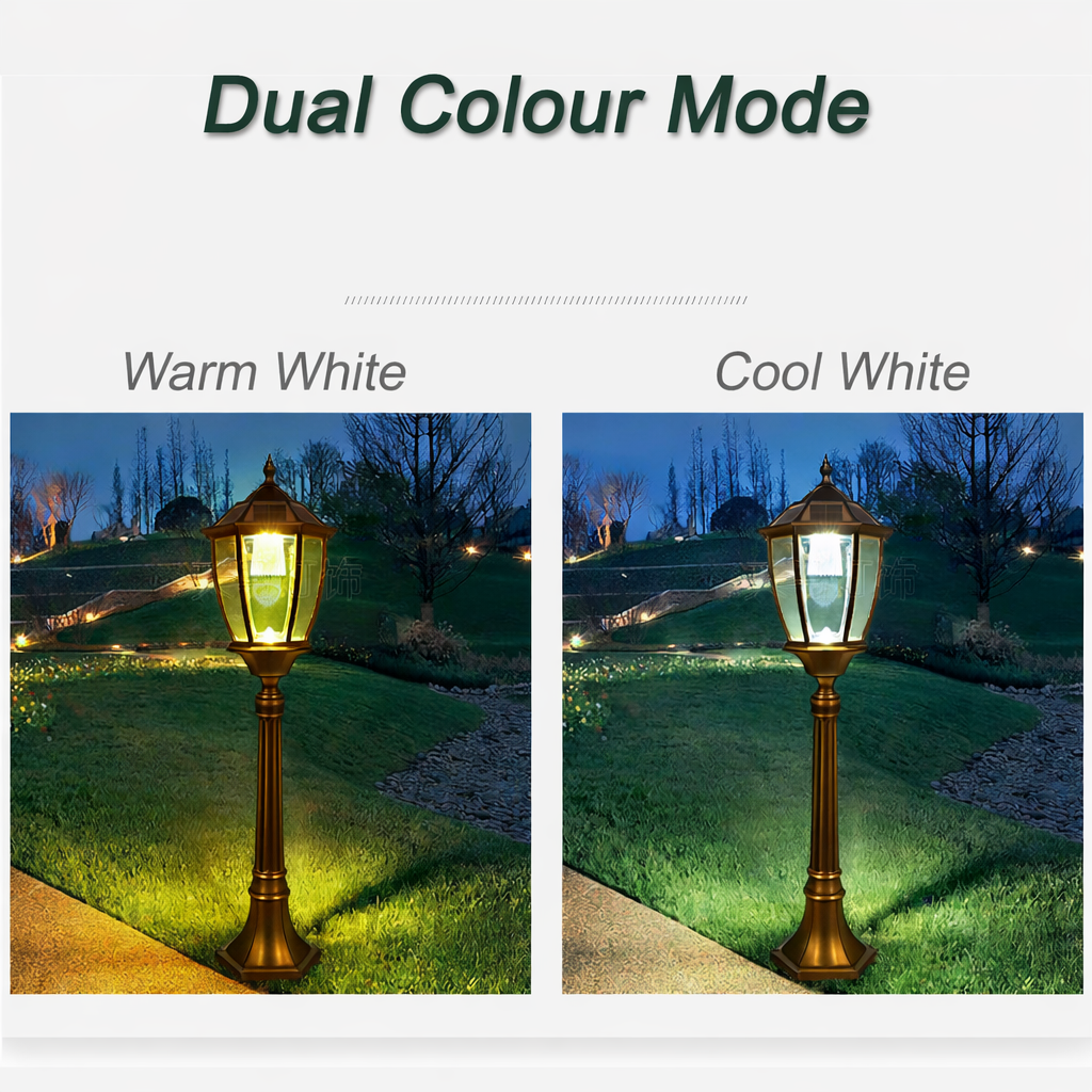 Victorian Solar Post Light - Lamp Post Antique Bronze Lantern with Clear Glass  Premium Classic Outdoor Column Light for Garden, Lawn & Walkway
